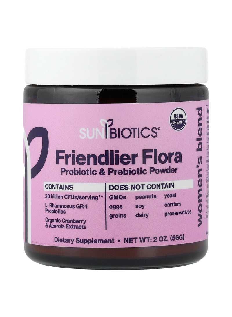 Friendlier Flora, Women's Blend, Probiotic & Prebiotic Powder, 2 oz (56 g)